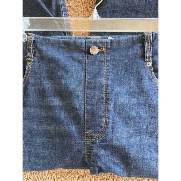 Time & Tru Dark Wash 5-Pocket Pull On Elastic Waist Cropped Denim Jeans XL 16-18 - Picture 6 of 8